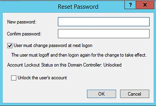 Password Reset using Active Directory Users and Computers