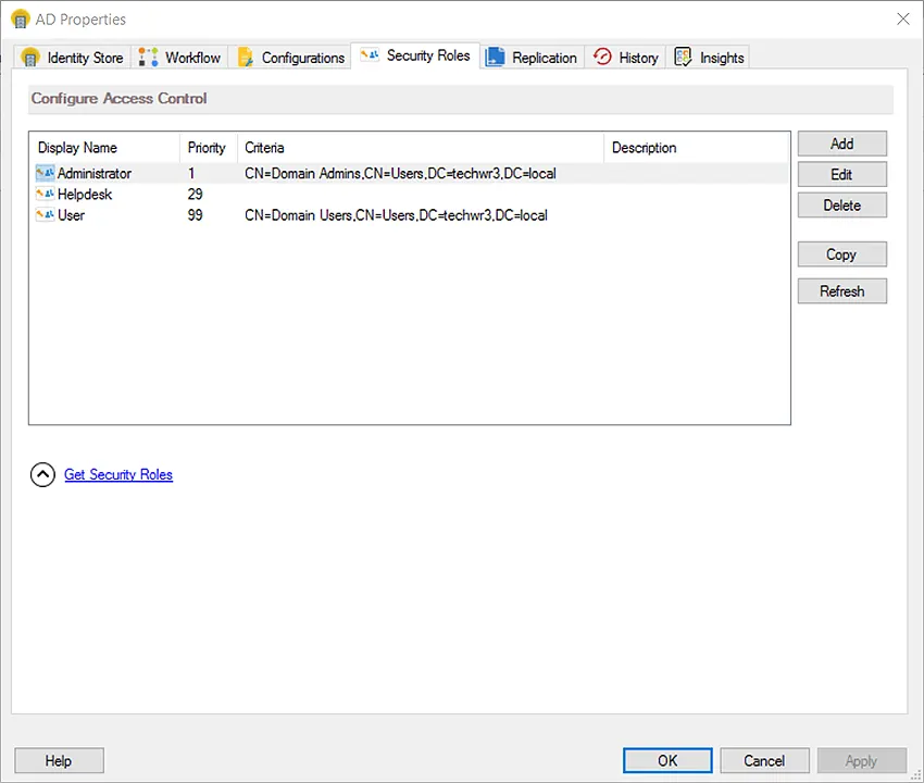 Pre defined Roles in RBAC in GroupID Console