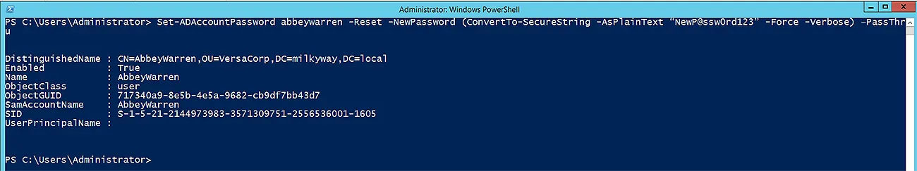 Resetting an AD User Password using PowerShell